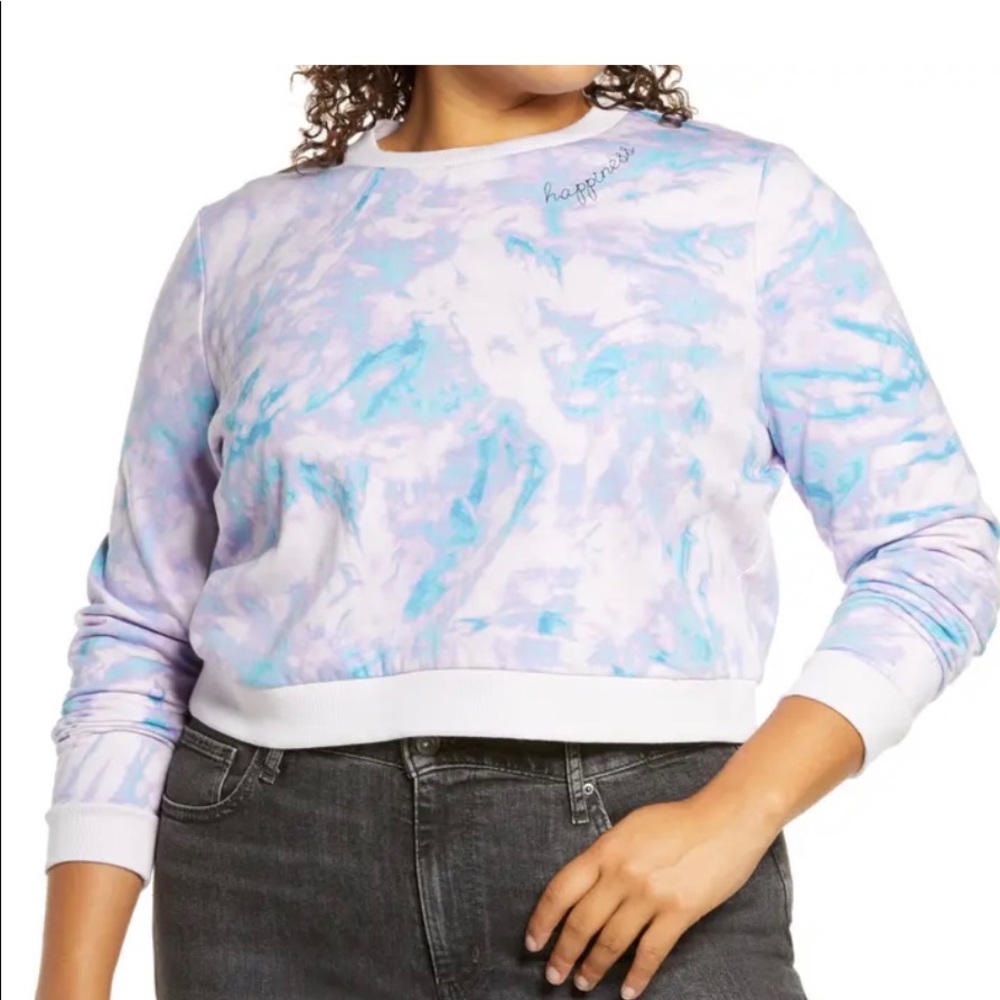 BP purple tie dye sweatshirt with “happiness”